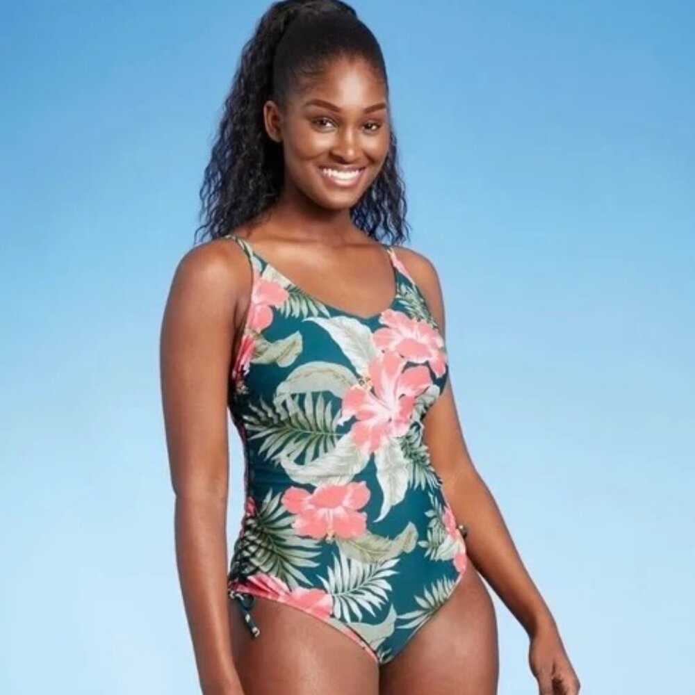 Kona Sol Tropical One Piece Floral Bathing Suit Size XL